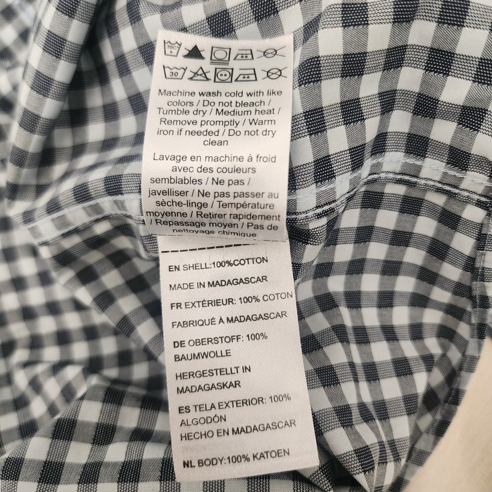 UNTUCKit Button Down Mens XXL Navy White Gingham Excellent Wrinkle Free Mclaren - Picture 5 of 6